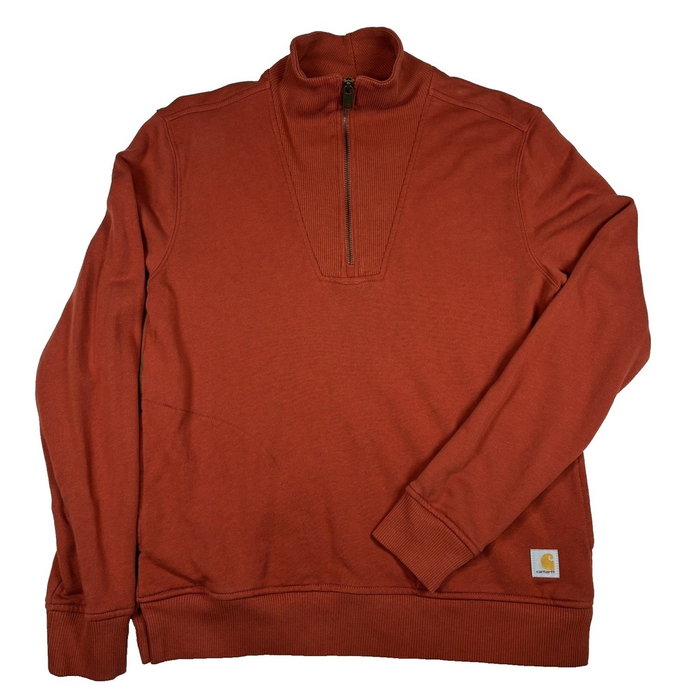 Carhartt Womens Rust Orange XS Tencel Fiber Half Zip Sweatshirt Relaxed Gorpcore